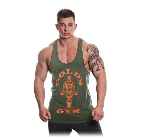 GOLD'S GYM STRINGER JOE PREMIUM ARMY/ORANGE