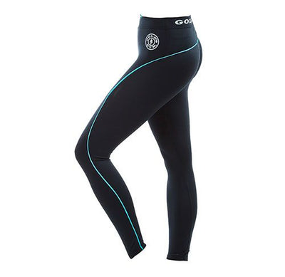 GOLD'S GYM LADIES LONG GYM LEGGING - BLACK/TURQUOISE