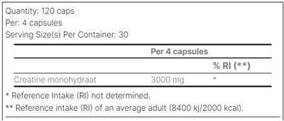 APPLIED CREATINE 3000 - 120 CAPS - Kort datum 04/25