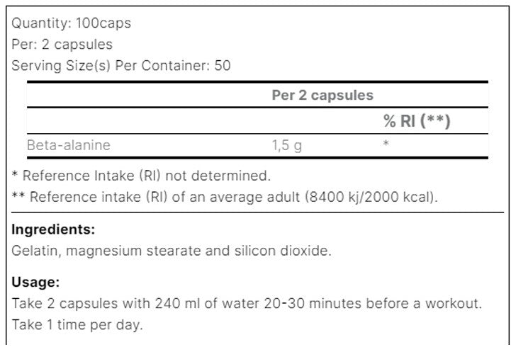 BETA ALANINE XS - 100CAPS
